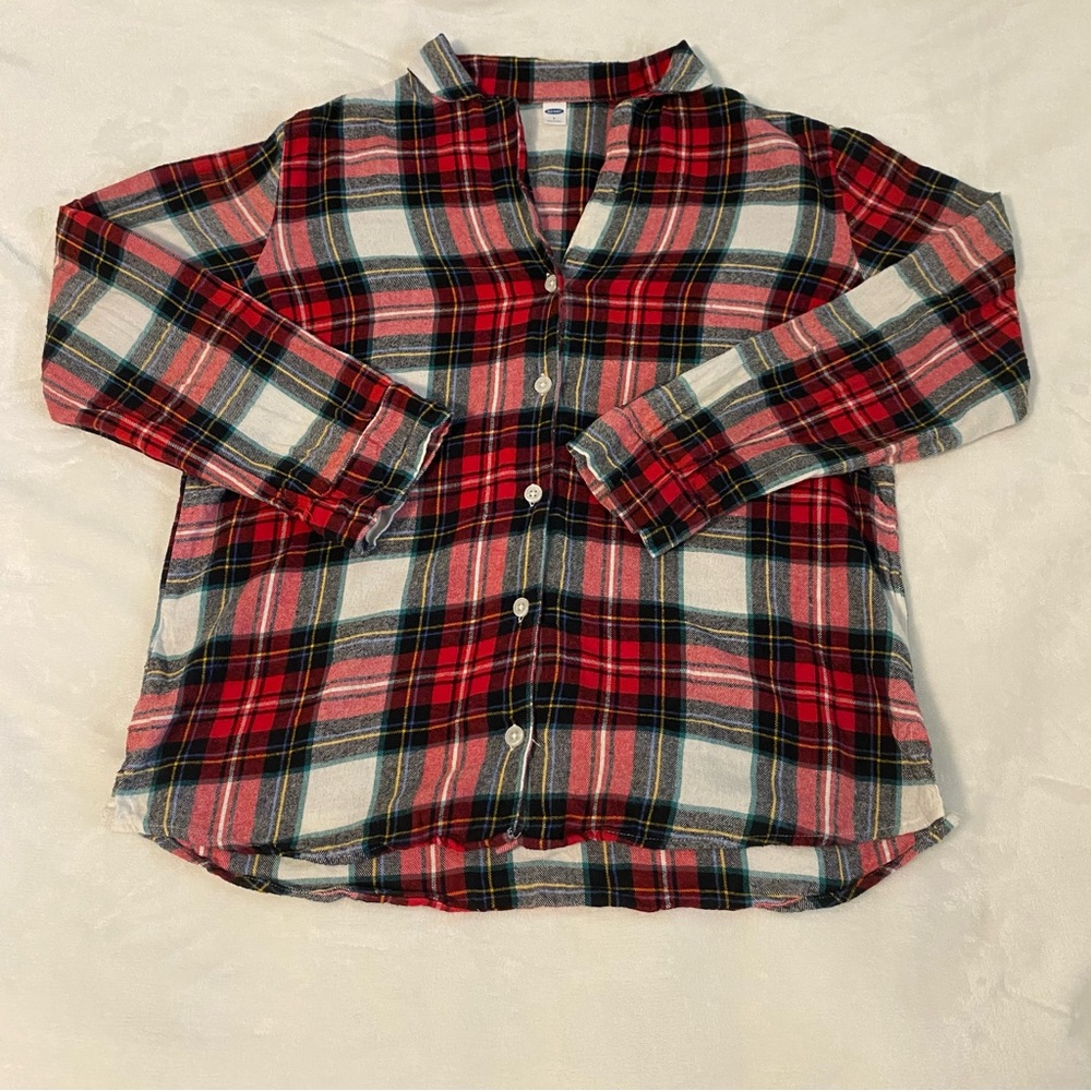 Old Navy Flannel Pajama Set Red, White, Black Plaid Size L